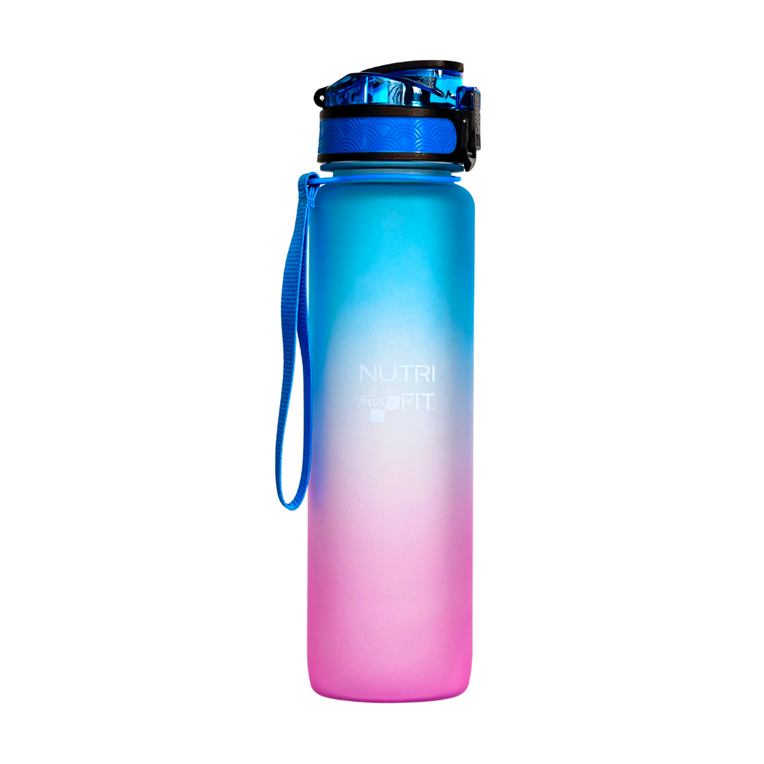 NutriFit Plus Hydration Water Bottle for everyday use 32oz - BPA Free - Leak Proof System - Time Markers - Multi Colors