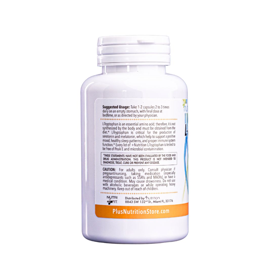 Nutri Plus Fit L-Tryptophan, Encourages Positive Mood*, Supports Relaxation* 500mg, 60 Vegs Caps