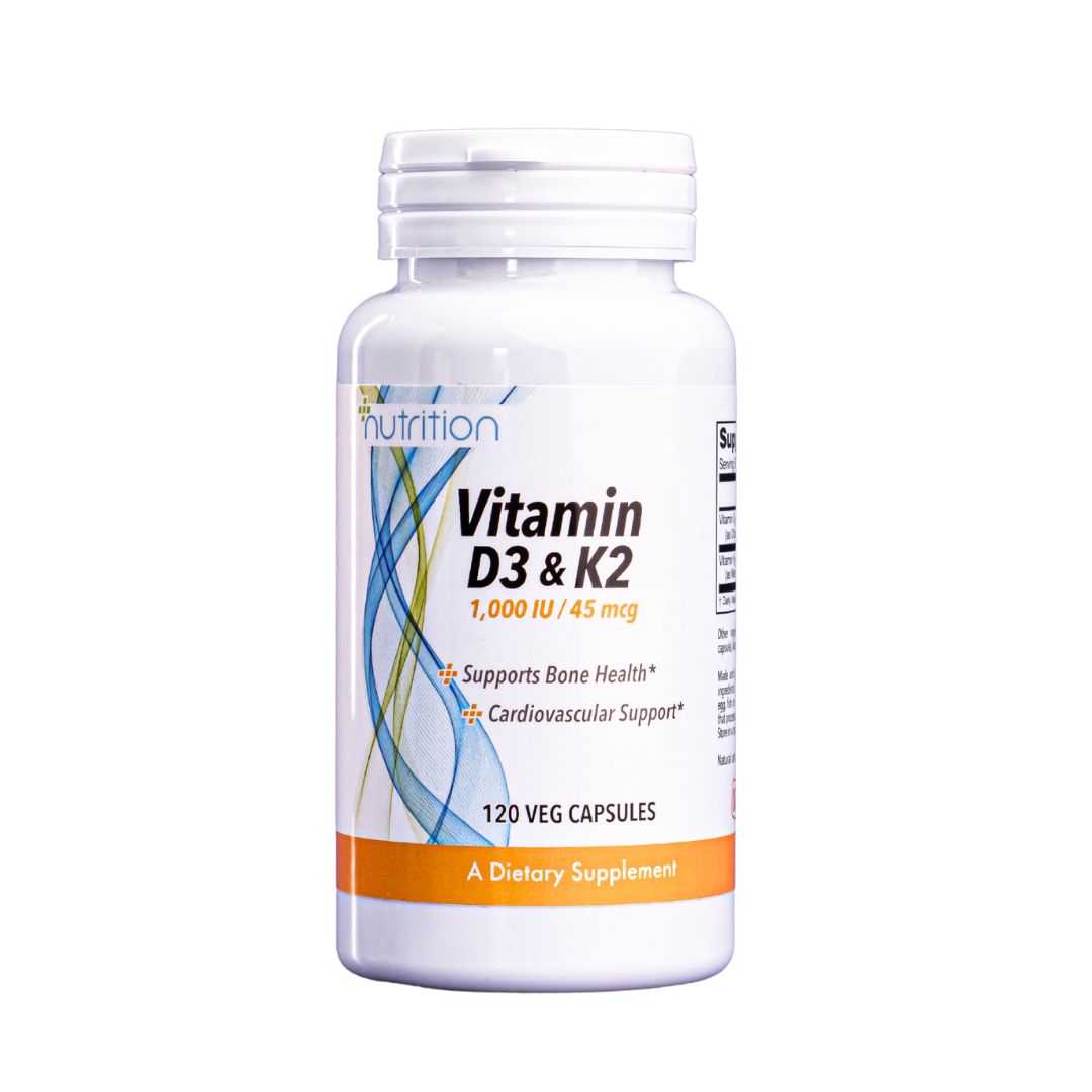 Nutri Plus Fit Vitamin D-3 and K-2, Plus Cardiovascular Support*, Promotes Bone Health*, 1,000 IU/45 mcg  120 Veg Caps