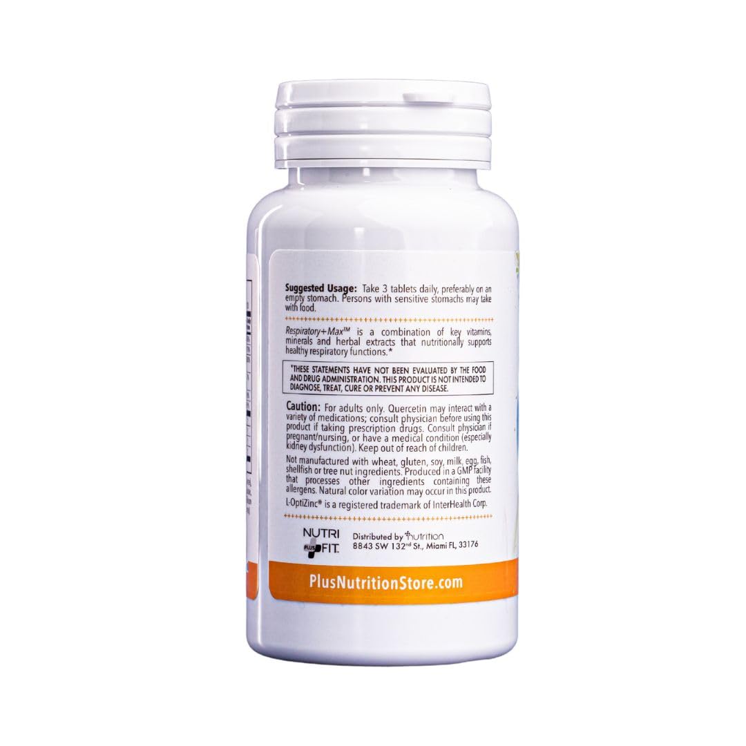 Nutri Plus Fit Respiratory MAX+™ with Quercetin, Vitamin C, Nettle Extract and Bromelain, Respiratory Support*, 60 Tablets
