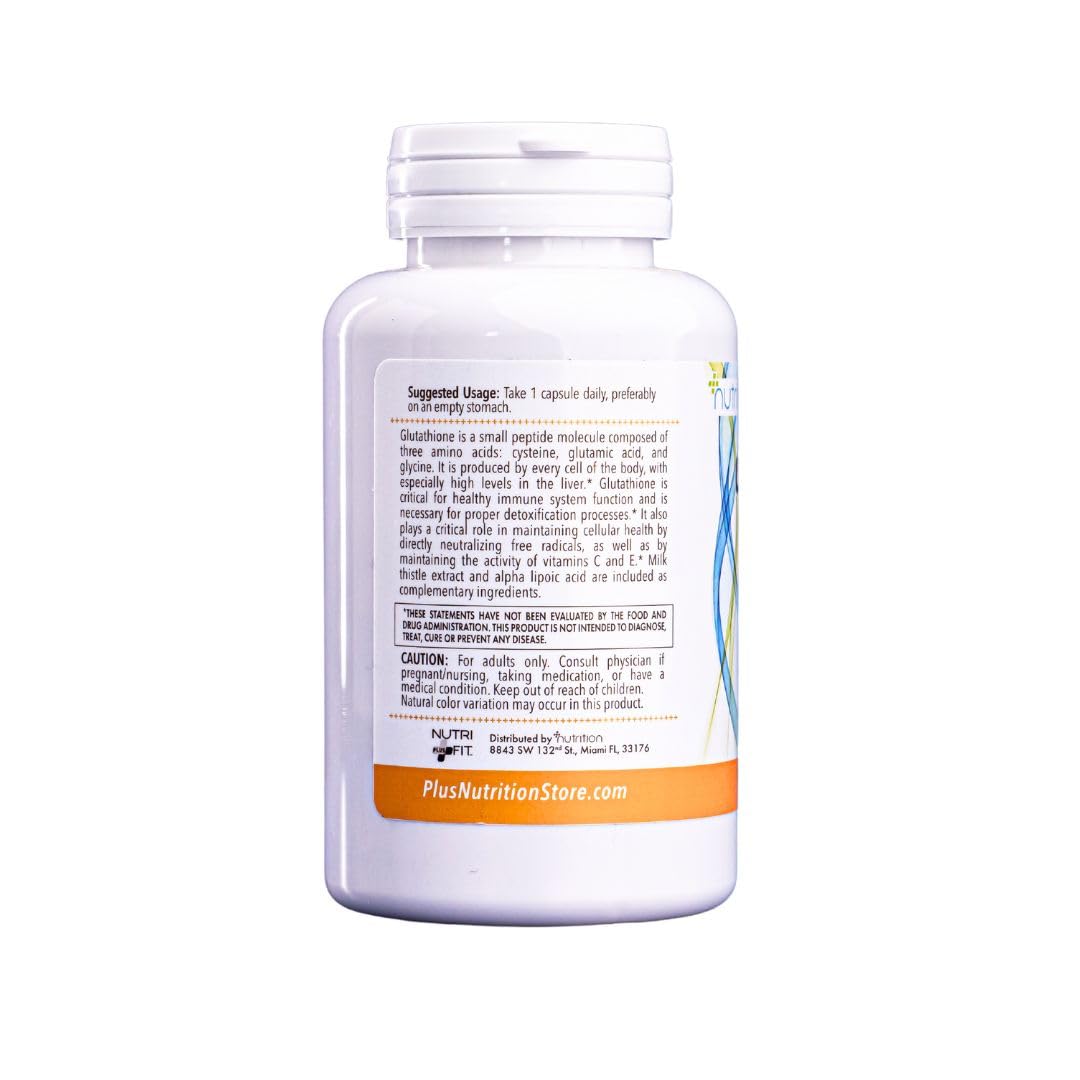 Nutri Plus Fit Glutathione 500 mg, with Alpha Lipoic Acid & Milk Thistle Extract, Pack of 60 Veg Capsules