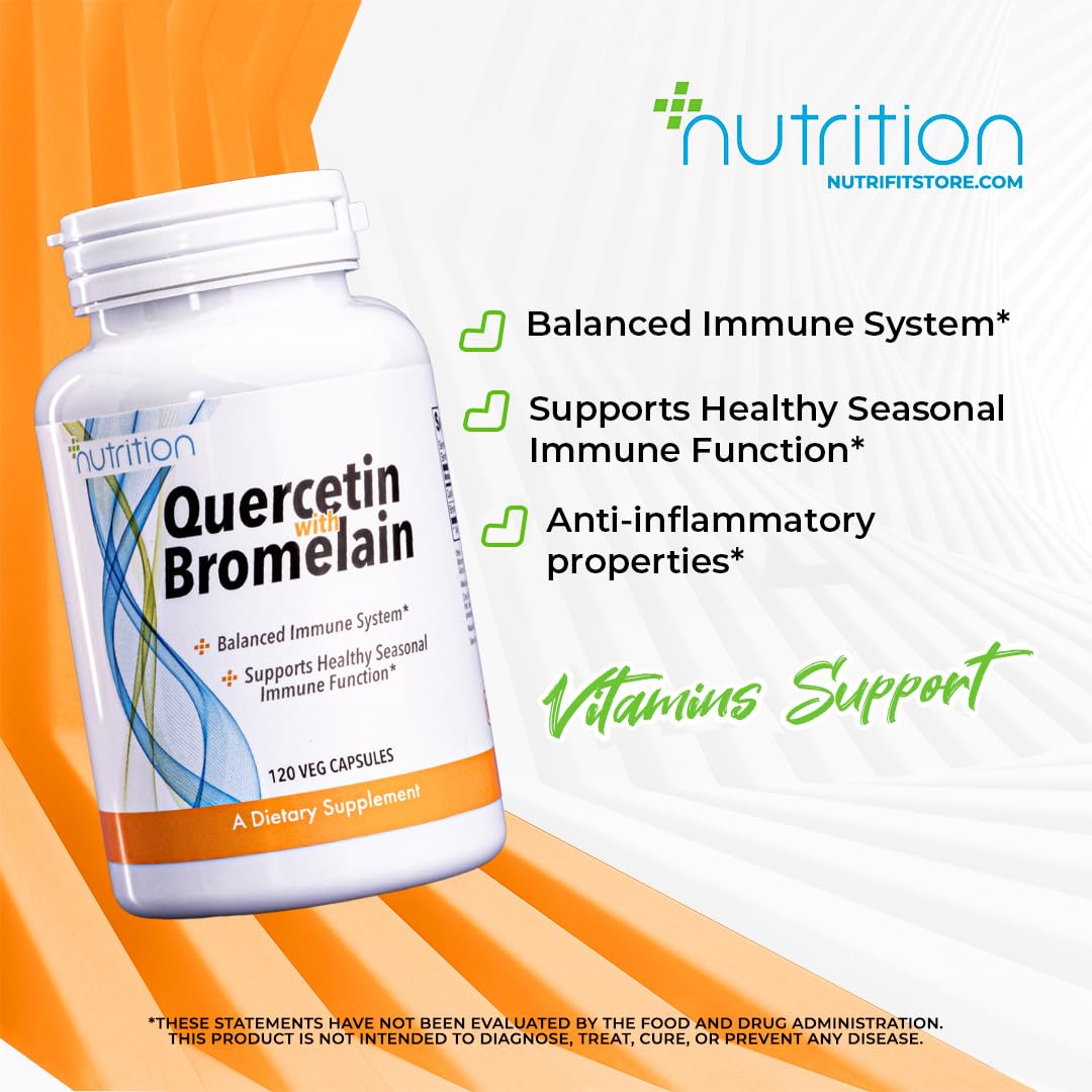 Nutri Plus Fit Quercetin with Bromelain Balanced Immune System, Pineapple, 120 Veg Capsules
