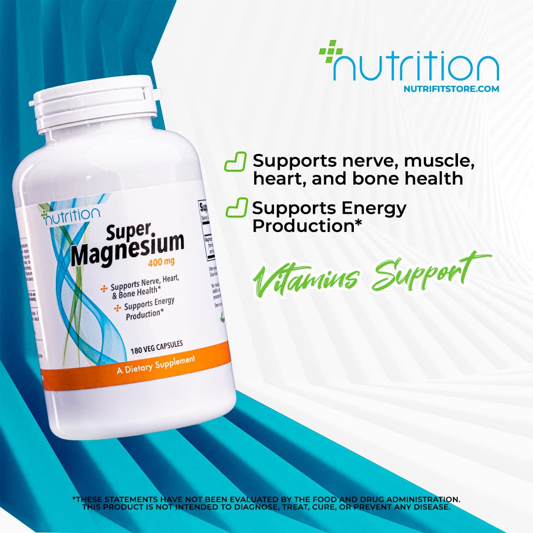 Nutri Plus Fit Super Magnesium 400 Milligrams 180 Veg Capsules