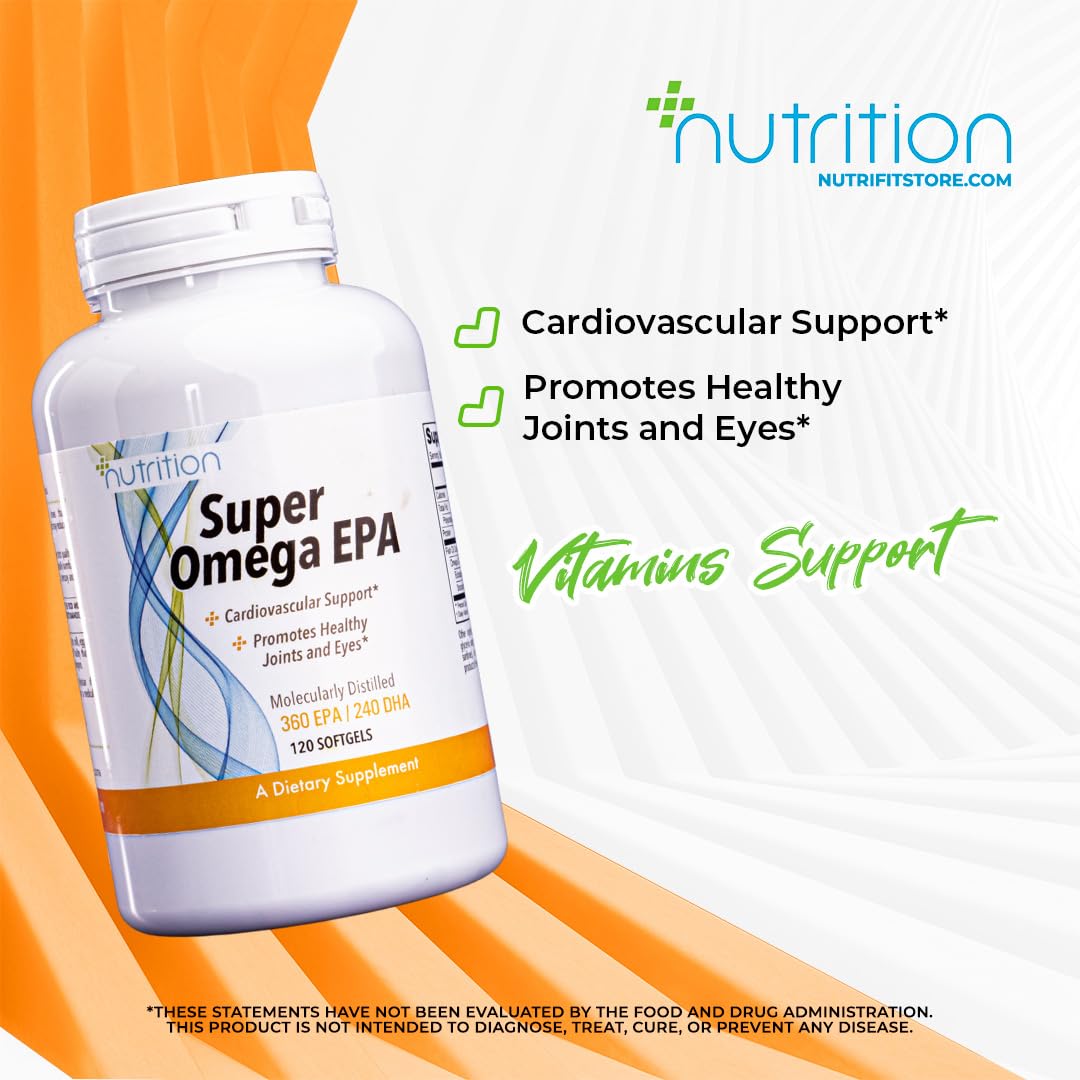 Nutri Plus Fit Super Omega EPA, 360 EPA / 240 DHA, Molecularly Distilled, Cardiovascular Support*, 120 Softgels