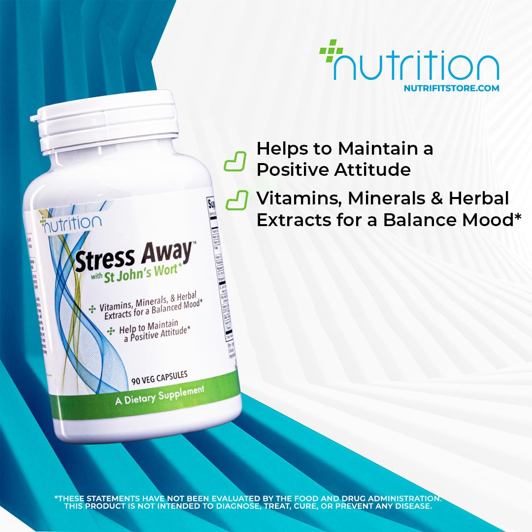 Nutri Plus Fit Stress Away with 450 mg St. John's Wort, Nutrient and Herbal Extracts, 90 Veg Capsules