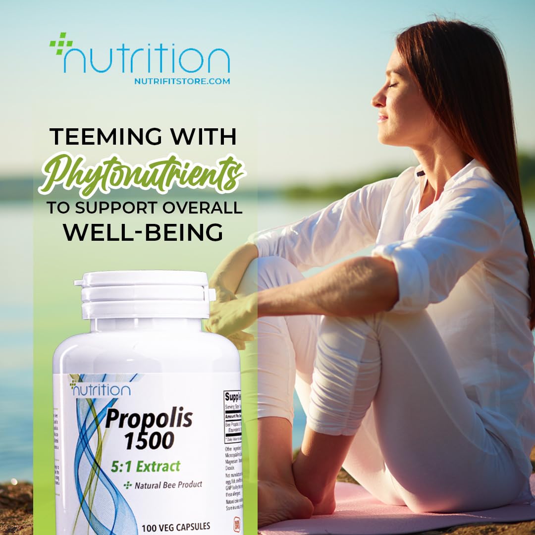 Nutri Plus Fit, Propolis 1,500 mg with 5:1 Concentrate, Natural Bee Product, 100 Veg Capsules