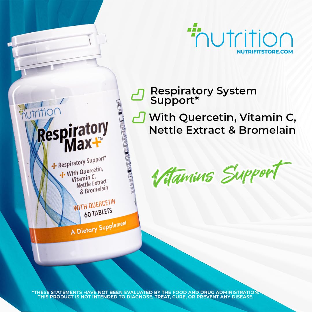 Nutri Plus Fit Respiratory MAX+™ with Quercetin, Vitamin C, Nettle Extract and Bromelain, Respiratory Support*, 60 Tablets