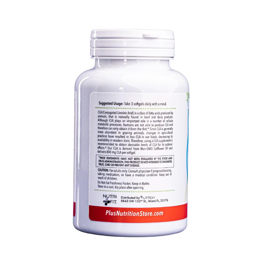 NUTRI Plus FIT CLA 800mg 90 Soft gels | Non Stimulating Conjugated Linoleic Acid (CLA) Gluten Free, Non-GMO Verified