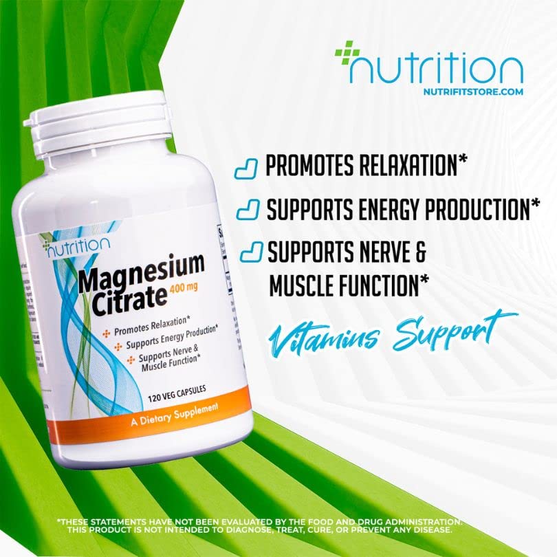 Nutri Plus Fit Magnesium Citrate, 400 Milligram 120 Veg Capsules V Brand: NUTRI PLUS FIT