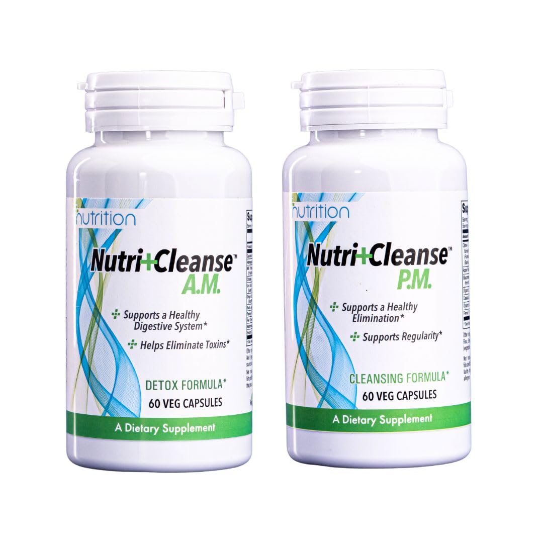 Nutri Plus Fit Set of +Cleanse AM/PM with Unique Blend of Specialized Herbs, Nutrients and Green Foods, 120 Veg Capsules