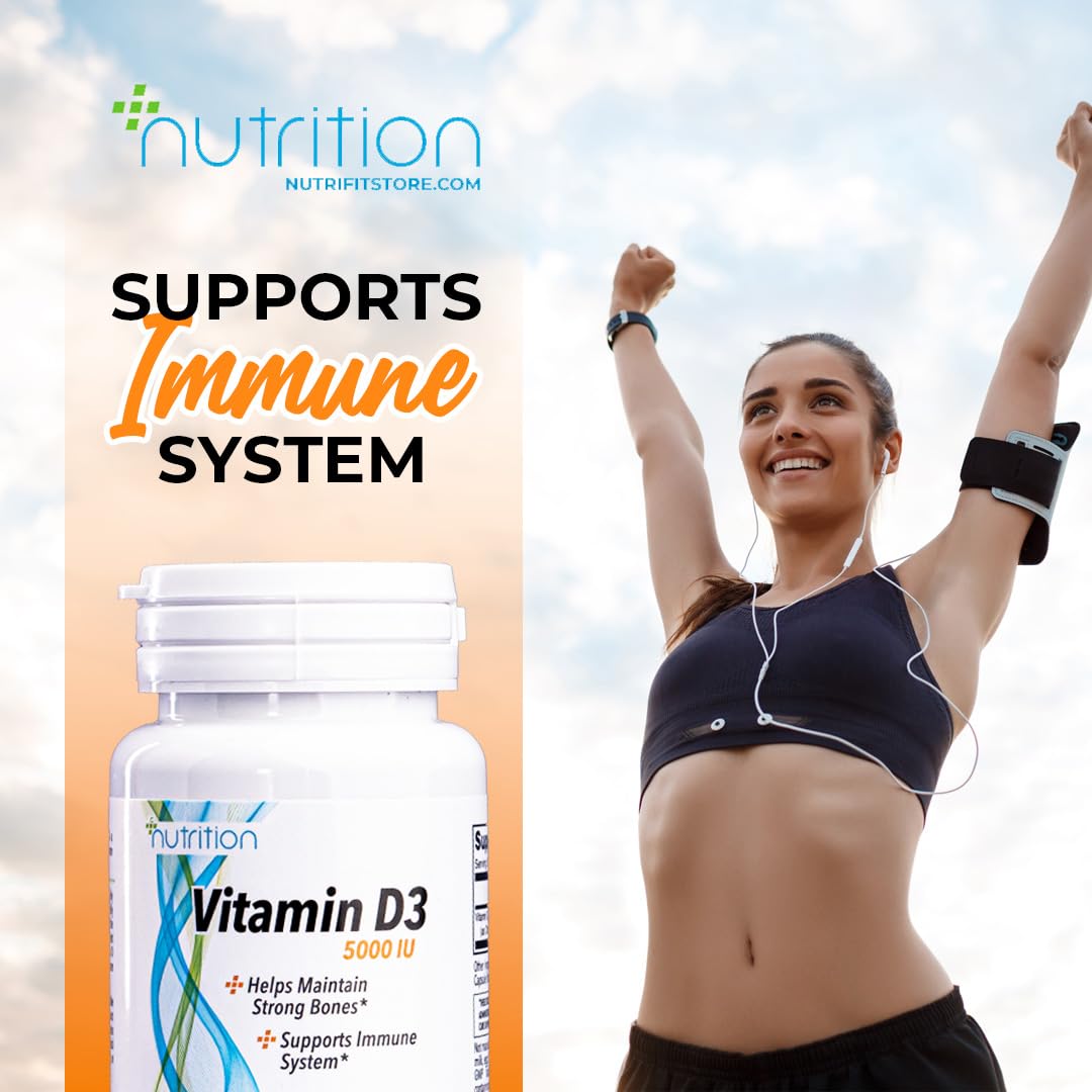 Nutri Plus Fit, Vitamin D3 5000 IU High Potency Structural Support Softgels, 240 Count