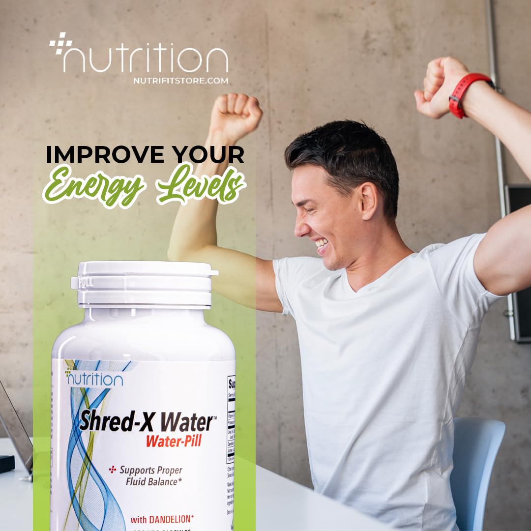 Nutri Plus Fit Shred-X Water™ with Standardized Uva Ursi, Dandelion, Potassium and Vitamin B-6, 100 Veg Capsule