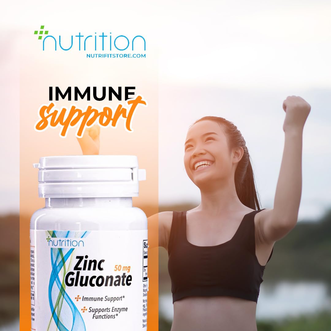 Nutri Plus Fit Zinc Gluconate Supplements 50MG Immune system 100 Vegan Tablets