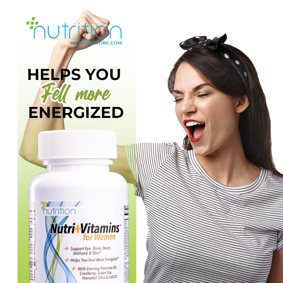 Nutri Plus Fit Multivitamin for Women Complete with Cranberry, Green Tea, Evening Primrose Oil, Horsetail Silica and CoQ10, Plus Superfruits - Pomegranate, Acai & Mangosteen, 90 Softgels