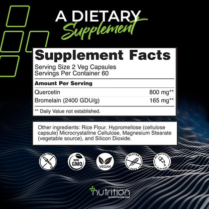 Nutri Plus Fit Quercetin with Bromelain Balanced Immune System, Pineapple, 120 Veg Capsules