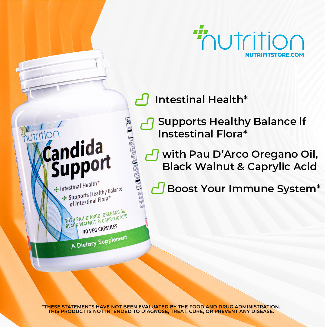 Nutri Plus Fit Candida Support with Pau D'Arco, Oregano Oil, Black Walnut & Caprylic Acid, 90 Veg Capsules