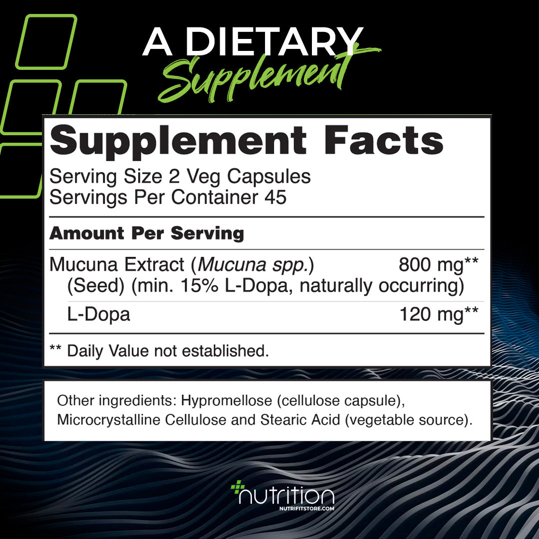 Nutri Plus Fit Dopa Mucuna Mood Support 15% L-Dopa, 90 Veg caps