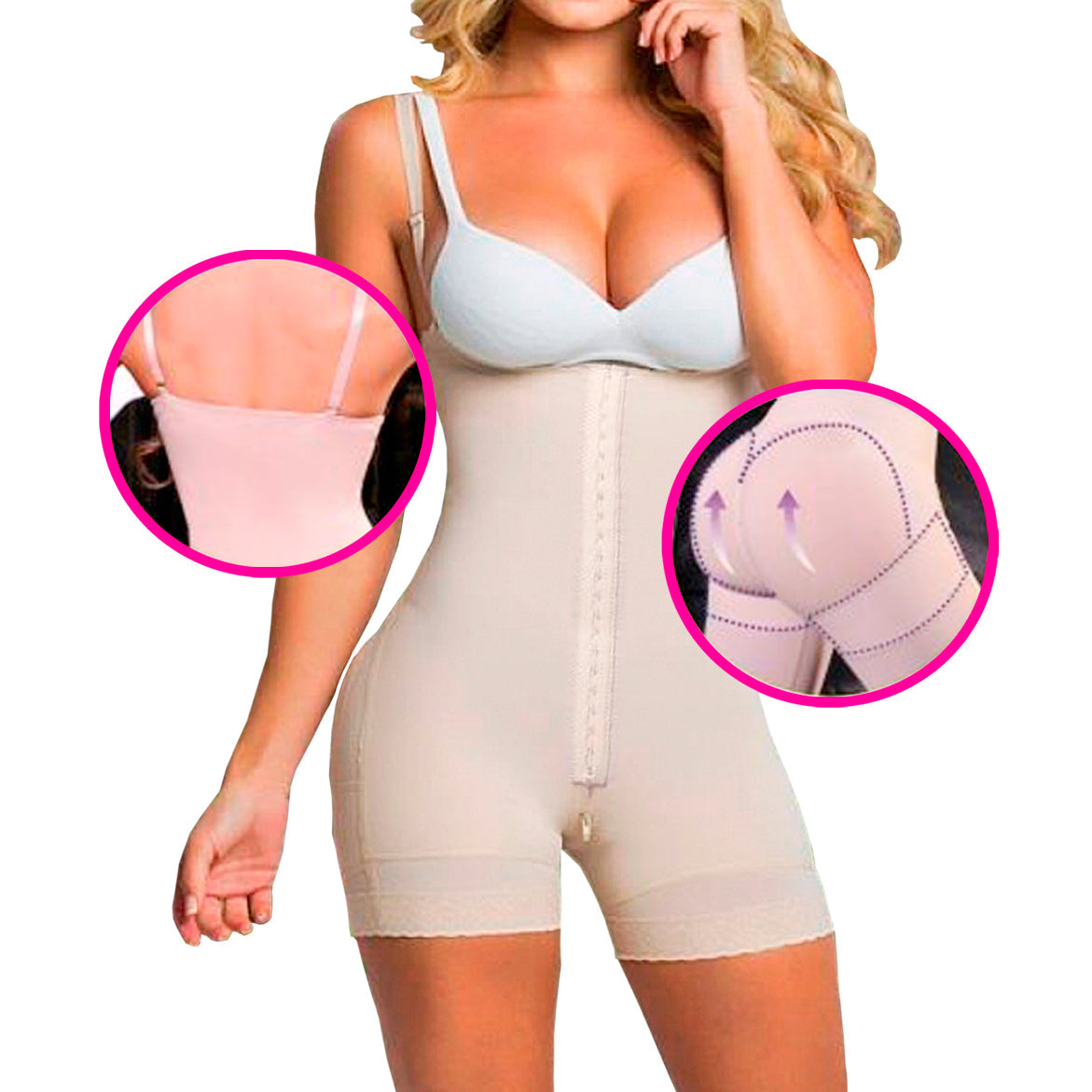 NutiFit Fajas Colombiana Shapewear for Women Tummy Control Body Shaper with Short and Central Hooks