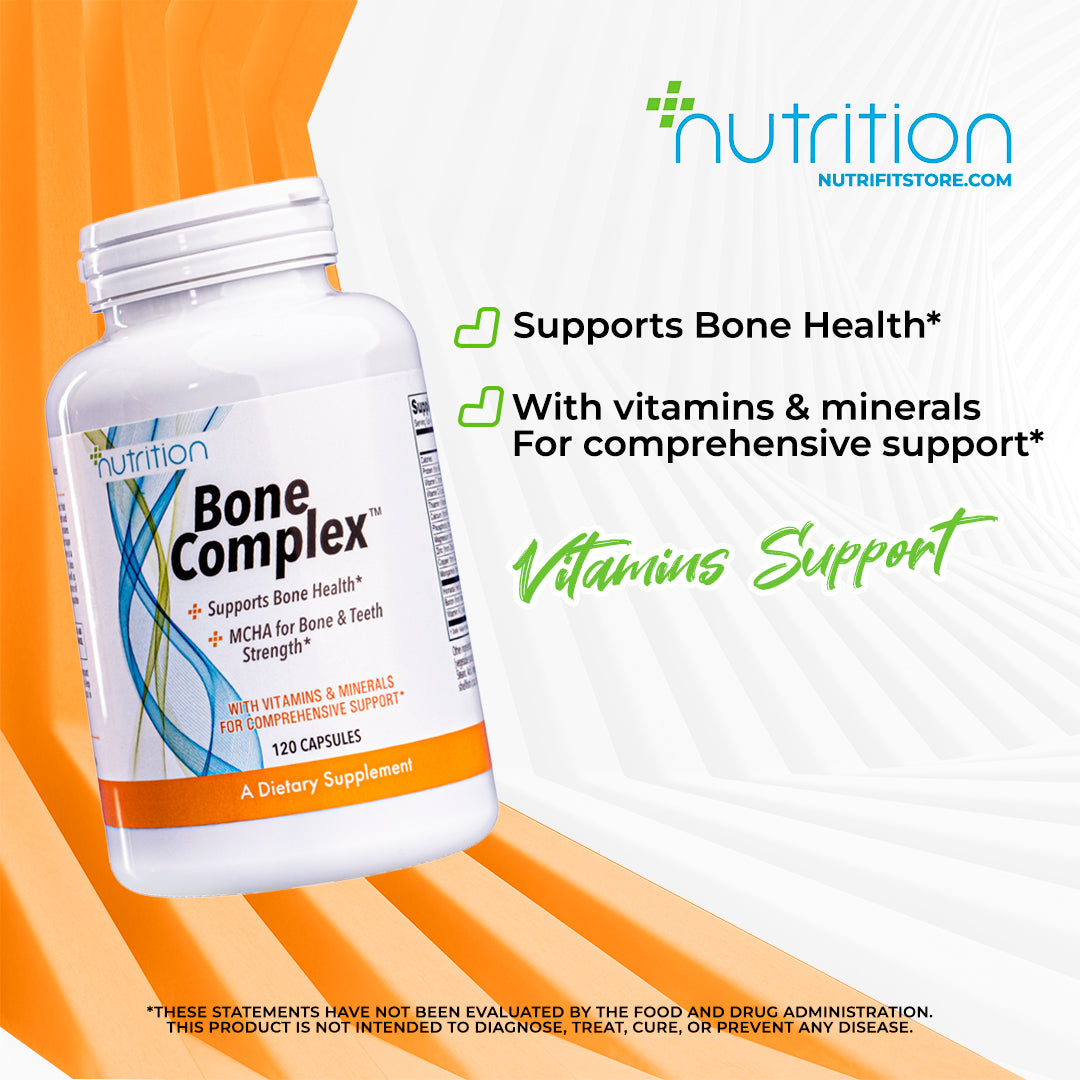 Nutri Plus Fit Super Bone Strength Complex of Calcium, Magnesium, Potassium, Vitamin D3, VIT C, K2 | Vitamins and Minerals Comprehensive Bone Support 120 Vegan Capsules