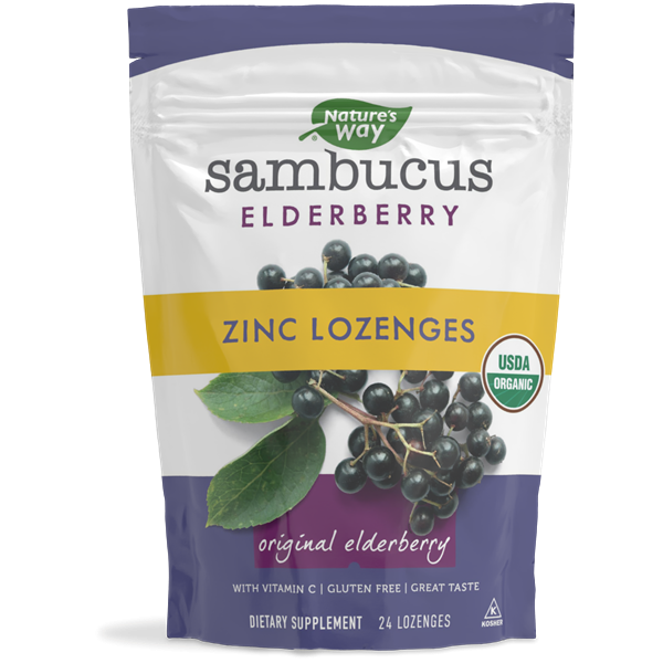 Nature's Way Organic Sambucus Lozenge Elderberry and Zinc