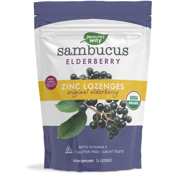 Nature's Way Organic Sambucus Lozenge Elderberry and Zinc