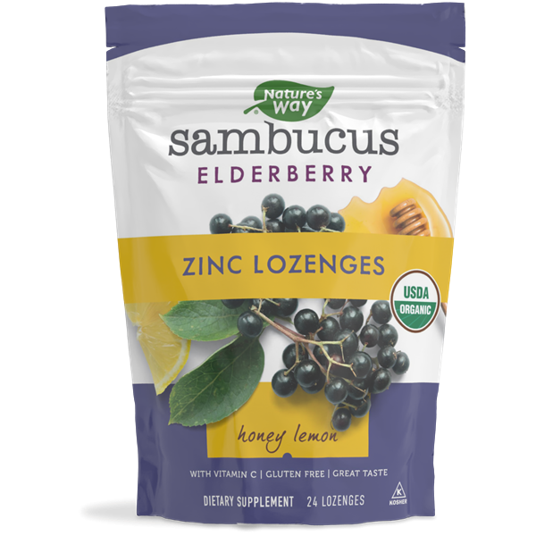 Nature's Way Organic Sambucus Lozenge Elderberry and Zinc