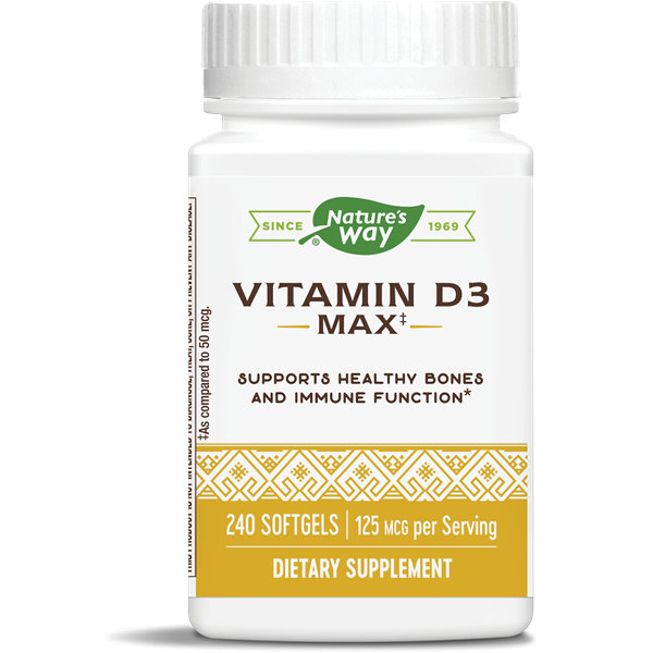 Nature's Way Vitamin D3 Max, Supports Healthy Bones and Teeth*, Supports Immune Health*, 125mcg per Serving