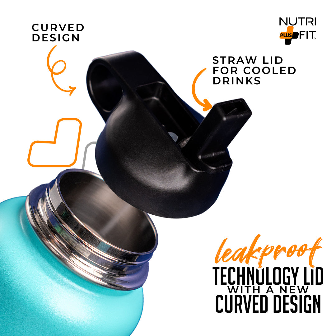 Nutri Plus Fit Sport Hydration Stainless Steel Bottle Reusable Versatile and Insulated for Cold or Hot Drinks