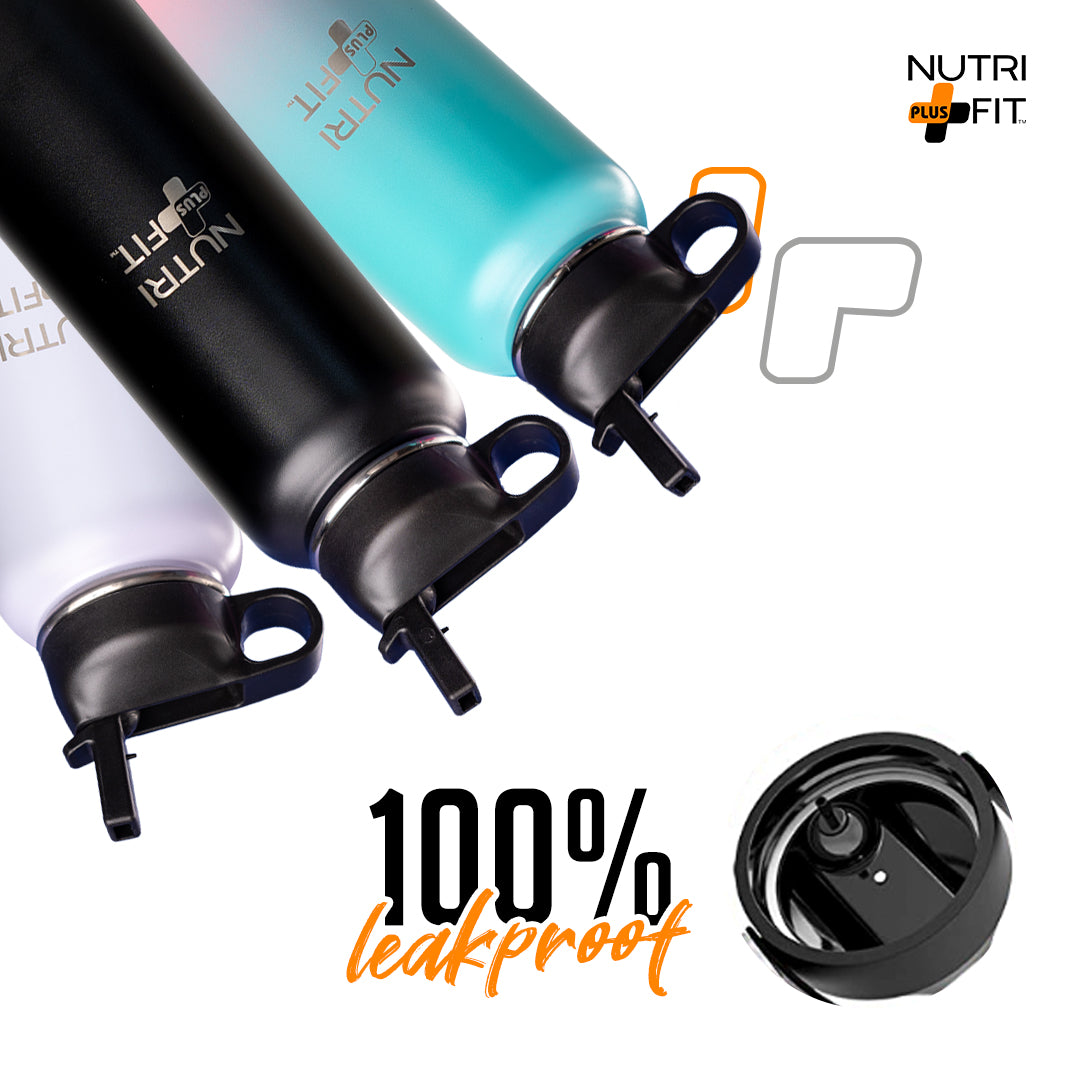 Nutri Plus Fit Sport Hydration Stainless Steel Bottle Reusable Versatile and Insulated for Cold or Hot Drinks