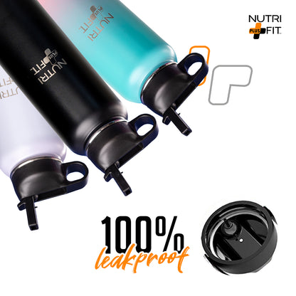 Nutri Plus Fit Sport Hydration Stainless Steel Bottle Reusable Versatile and Insulated for Cold or Hot Drinks