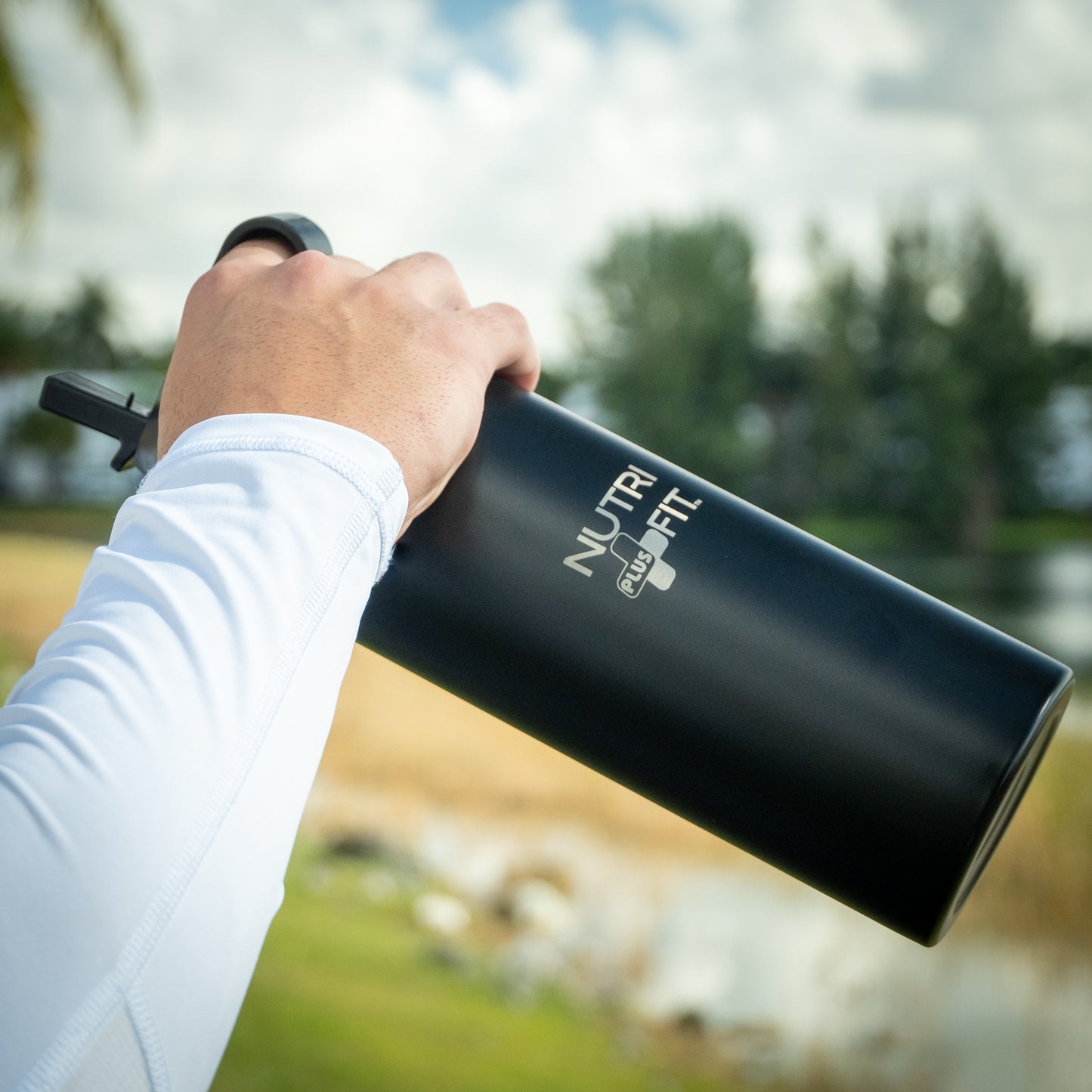 Nutri Plus Fit Sport Hydration Stainless Steel Bottle Reusable Versatile and Insulated for Cold or Hot Drinks