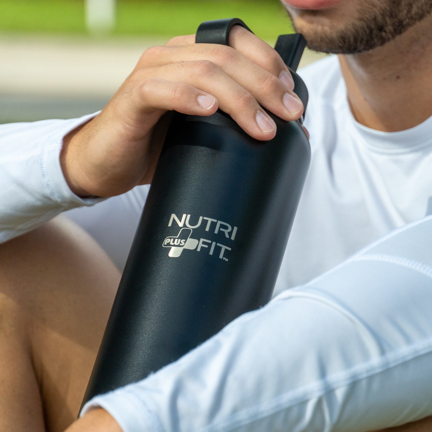 Nutri Plus Fit Sport Hydration Stainless Steel Bottle Reusable Versatile and Insulated for Cold or Hot Drinks