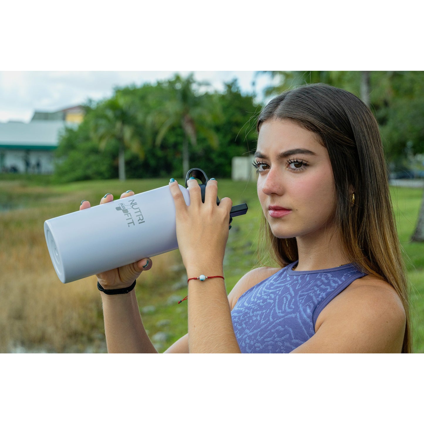 Nutri Plus Fit Sport Hydration Stainless Steel Bottle Reusable Versatile and Insulated for Cold or Hot Drinks