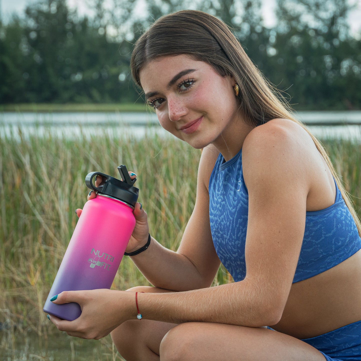 Nutri Plus Fit Sport Hydration Stainless Steel Bottle Reusable Versatile and Insulated for Cold or Hot Drinks