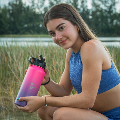 Nutri Plus Fit Sport Hydration Stainless Steel Bottle Reusable Versatile and Insulated for Cold or Hot Drinks