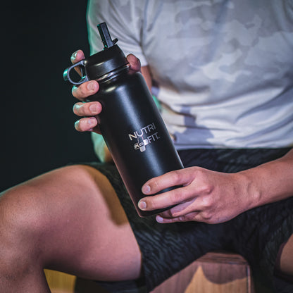 Nutri Plus Fit Sport Hydration Stainless Steel Bottle Reusable Versatile and Insulated for Cold or Hot Drinks