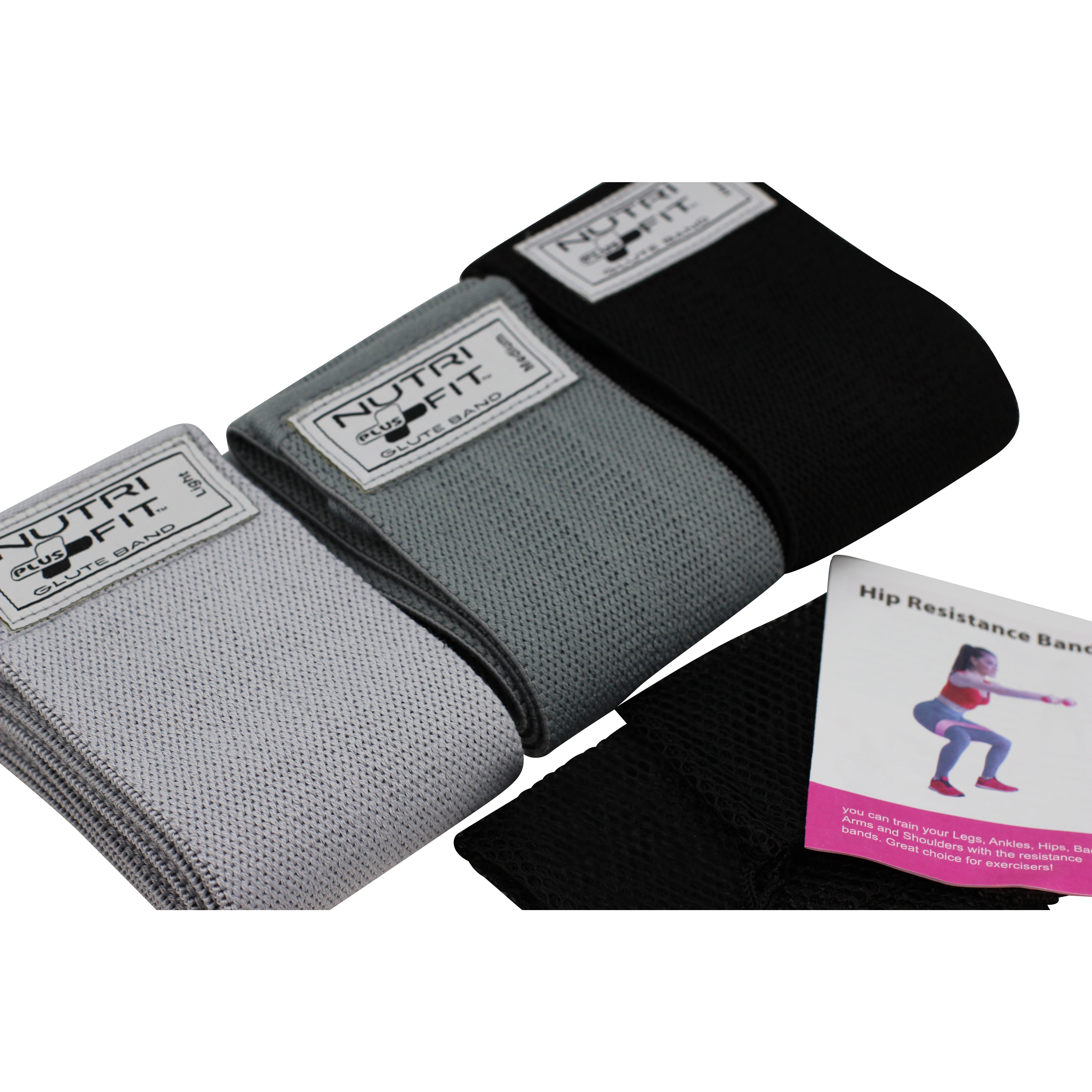 NutriFit Plus Resistance Bands Set - 3 Booty Bands for Legs and Glutes