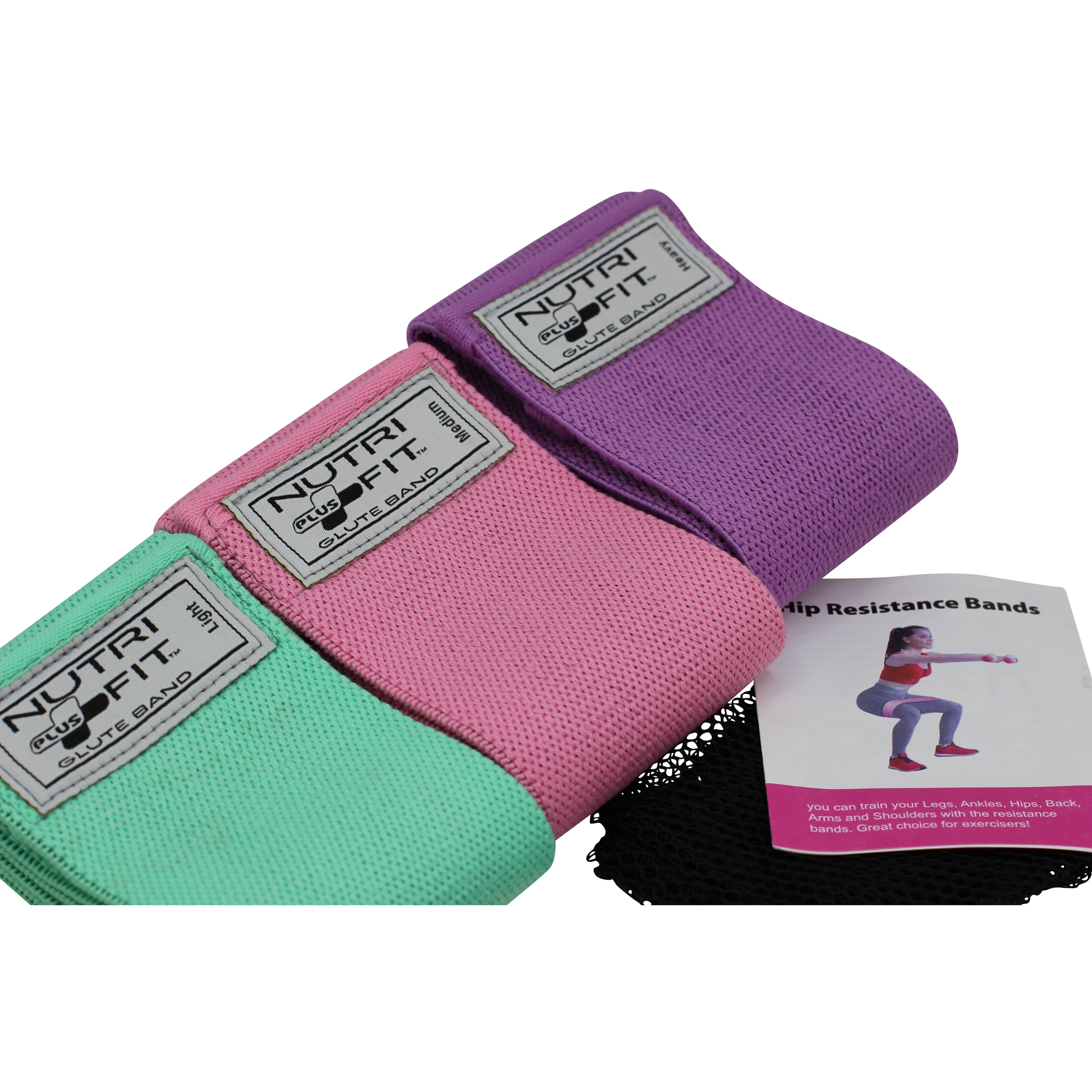 NutriFit Plus Resistance Bands Set - 3 Booty Bands for Legs and Glutes