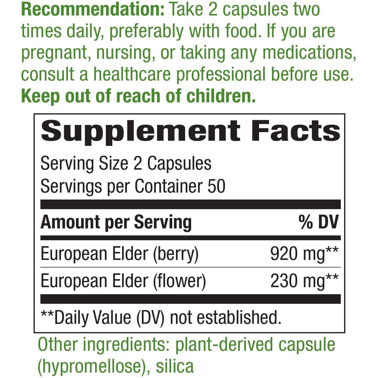 Nature's Way Black Elderberry, 1,150 mg per serving for Immune Support