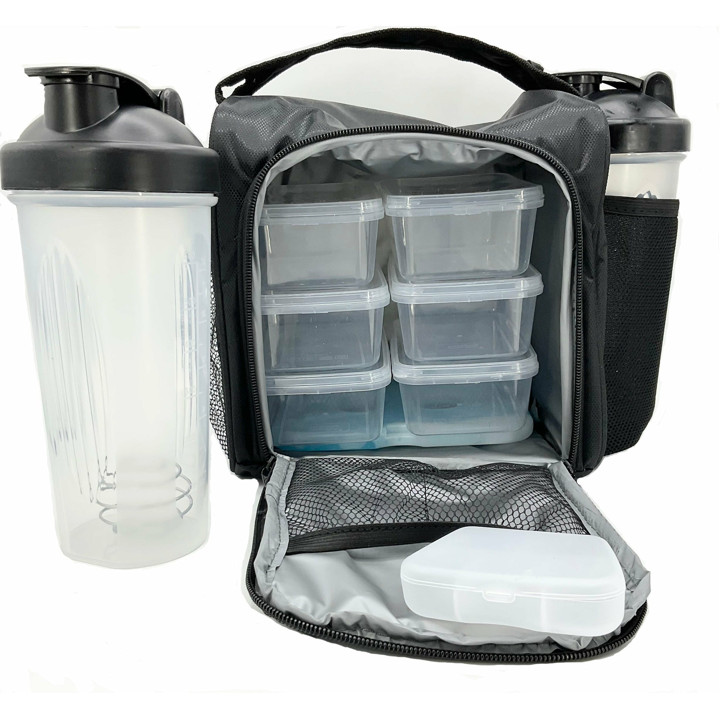NUTRIFIT Meal Prep Bag for the Active Live Style with 6 food Containers, Shakers, and Vitamin Carrier