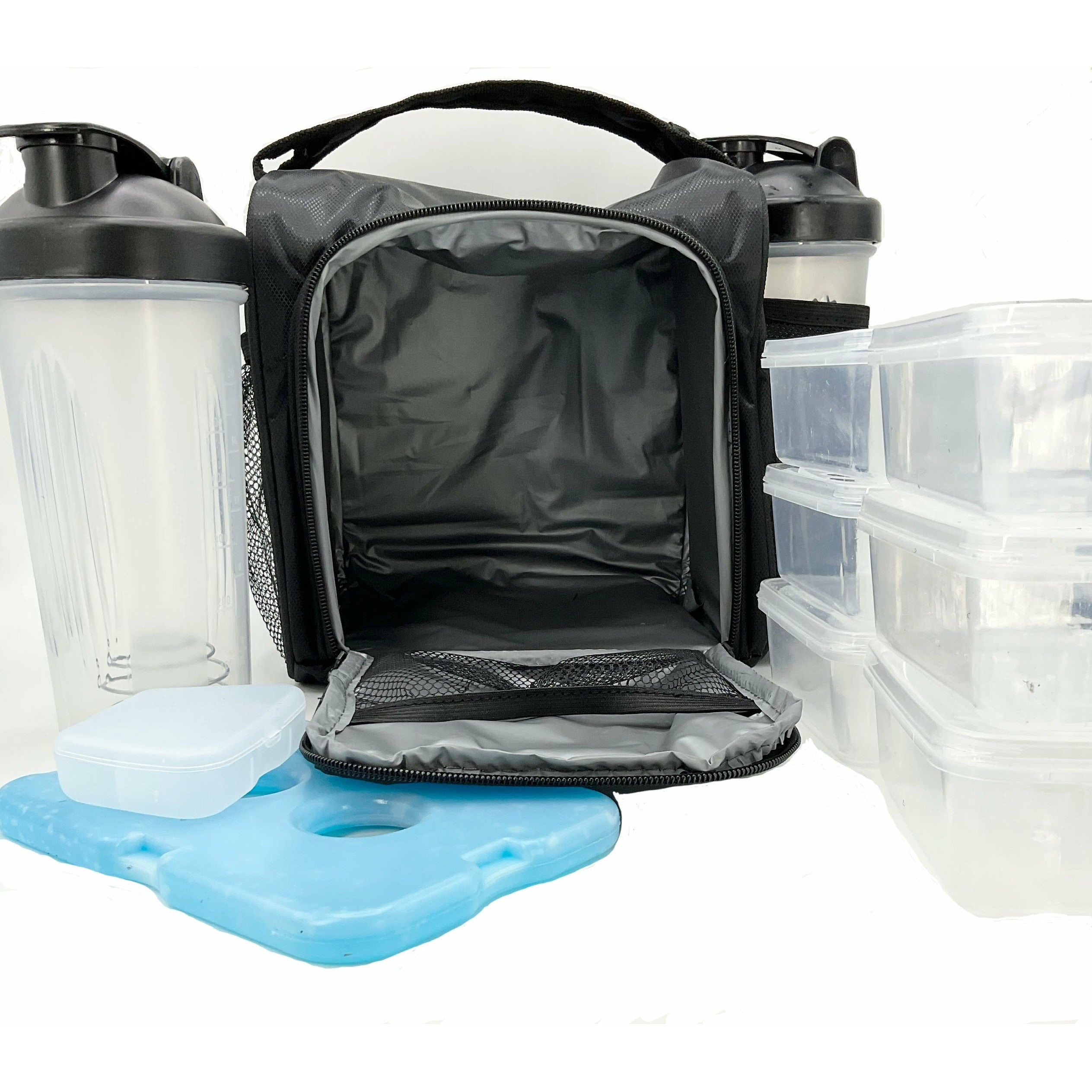 NUTRIFIT Meal Prep Bag for the Active Live Style with 6 food Containers, Shakers, and Vitamin Carrier